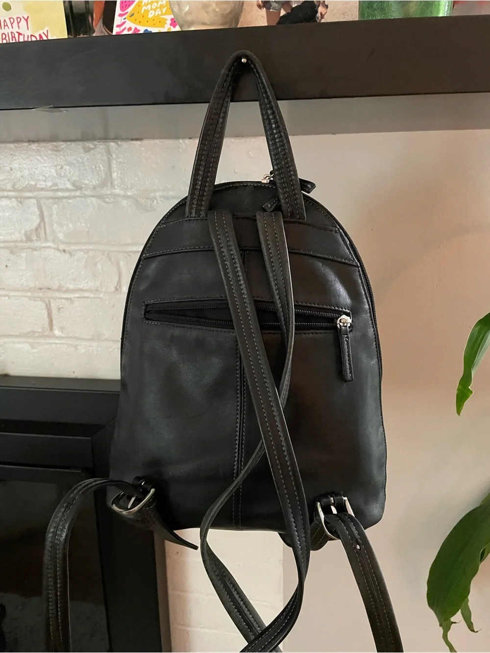 Tignanello Black Leather Backpack